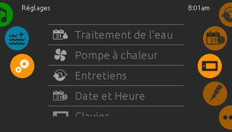 Menu Réglages du clavier