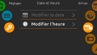Menu Date et Heure