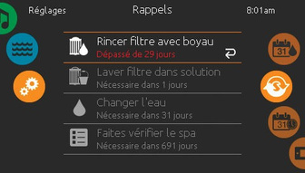 Écran des rappels d’entretien