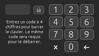 Saisie du code à 4 chiffres