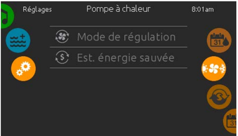 Menu Pompe à chaleur